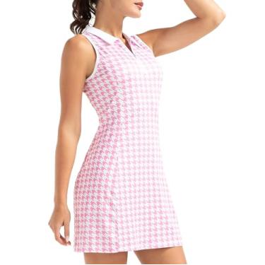 Imagem de FKEEP Vestido esportivo esportivo feminino de golfe com gola em V com shorts e bolso para treino atlético, Xadrez vermelho 11, XXG
