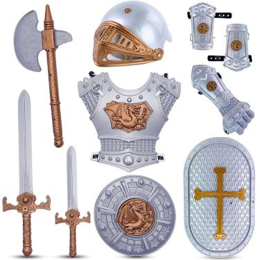 Imagem de Conjunto Role Play Knight Armor para crianças medievais de 3 a 6 anos com brinquedos