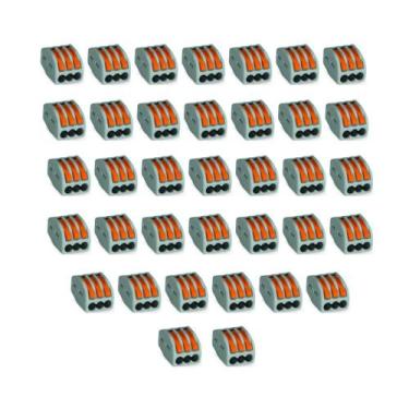 Imagem de 50 Conector Emenda 3 Polos Cinza Para Cabos 0,08- 4,0Mm Wago