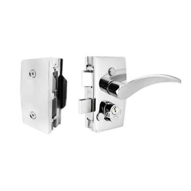 Imagem de Fechadura c/ Maçaneta e Capa 1520 Porta Vidro/Vidro Cromada - AROUCA