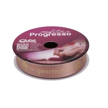 Imagem de Fita de cetim 15 mm Frase Brigadeiro Gourmet Rose COR 355 10 mt Fitas 