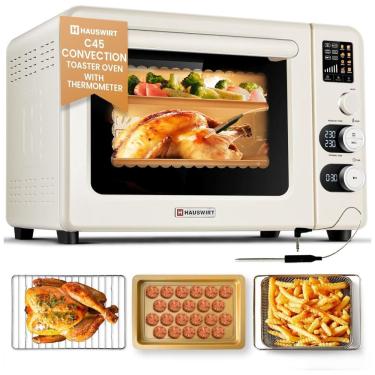 Imagem de Forno Elétrico de Convecção Inteligente 39L com 8 Menus Predefinidos, Temporizador, Termômetroe Display LED, 110V 1800W, HAUSWIRT, Creme