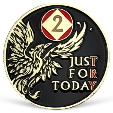 Imagem de Medalhão Phoenix 2 Year NA Just for Today Recovery Chip com Serenity Prayer NA AA Sobriety Coin Two Year Narcóticos Anônimos Presentes para Homens Mulheres Comemorando Vida Limpa e Sóbria
