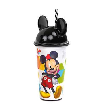 Imagem de Copo Shake Com Canudo E Orelhas Do Mickey Mouse 500Ml