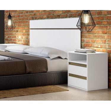 Imagem de Mesa de Cabeceira 2 Gavetas MDF Select Belmax, Branco