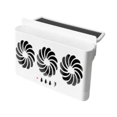 Imagem de Generic Ventilador de exaustão do carro Acessórios de interiores usb/energia solar Acessórios de interiores automotivos Fast 3 ventiladores Ventilação do, Branco