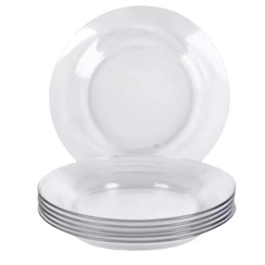 Imagem de Conjunto de 6 Pratos fundos, vidro incolor, para Jantar, 22 cm.