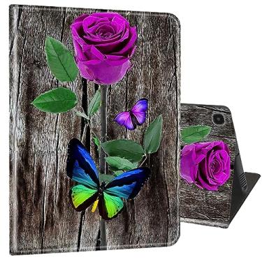 Imagem de Capa para Samsung Galaxy Tab S6 Lite 10,4 polegadas 2022/2020 (SM-P610/P613/P615/P619), capa ultrafina com suporte multiângulo com função despertar/dormir - rosa roxa e borboletas
