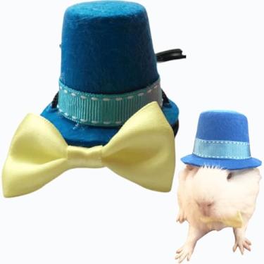 Imagem de Conjunto de 2 peças de roupas de porquinho-da-índia com gravata borboleta de animal de estimação pequeno conjunto de fantasia para hamster, porquinho-da-índia, coelho, chinchila, ouriço (azul e
