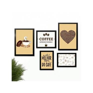Imagem de Kit 5 Quadros Cantinho do Café Placas Decorativas Cozinha - Pri D'cora