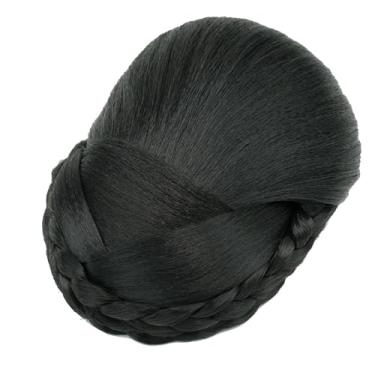 Imagem de IMISSU Cobertura de cabelo trançado chignon dançarina rosquinha pedaços de cabelo scrunchies coque de cabelo peruca grampos updo (M3 Preto)