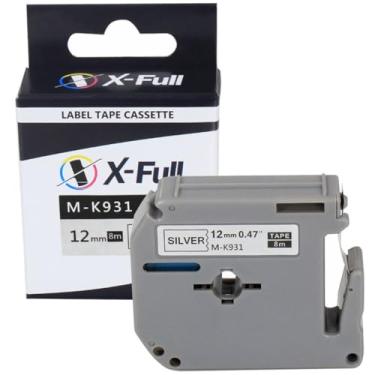 Imagem de Fita Compatível para Rotulador Eletrônico M-K931 MK931 Marca X-Full Fita Rotuladora (M-K931 Prata e Letra Preta, 12mm x 8m)