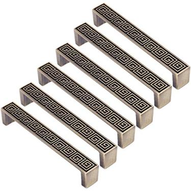 Imagem de Puxadores de gaveta retrô estilo chinês de liga de zinco para móveis de cozinha, armário de medicamentos, puxadores de gaveta (distância do furo 128 mm)