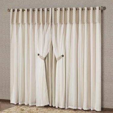 Imagem de Cortina Dubai Tecido Blackout E Voal 2,00M X 1,70M - Palha