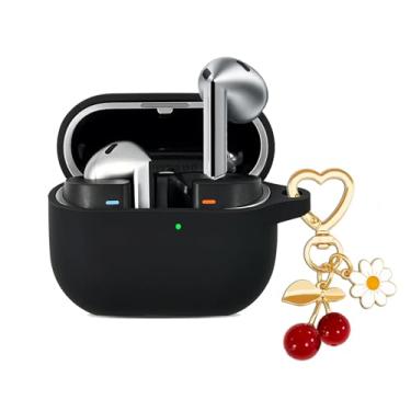 Imagem de AGAOSH Capa protetora para Samsung Galaxy Buds 3 e Galaxy Buds 3 Pro com chaveiro fofo de cereja, capa protetora de silicone macio margarida para fones de ouvido Galaxy Buds3 Pro para mulheres e