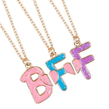 Imagem de Colares de amizade 3 unidades para 3, colar com pingente magnético conjunto de esmalte em forma de coração BFF a sua melhor amiga presentes para mulheres e homens aniversário ou aniversário, M, Aço