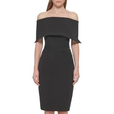 Imagem de Vince Camuto Vestido midi feminino sem mangas tomara que caia, Preto, 50