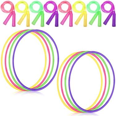 Imagem de Poen Conjunto de 16 peças de argola removível e corda de pular ajustável, equipamento de corda de pular para exercícios físicos, adolescentes, adultos, perda de peso, exercícios de ginástica (verde