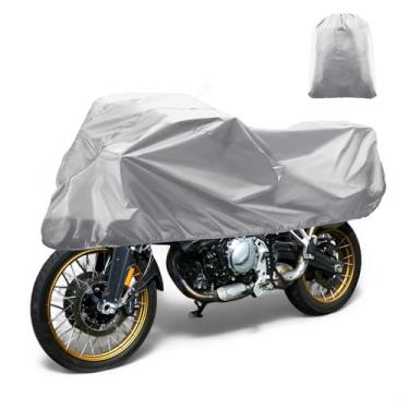 Imagem de X AUTOHAUX Capa para motocicleta ao ar livre à prova d'água meia capa 420D-PU tom prata proteção sol chuva capa serve para 220.0 cmx95.0 cmx60.0 cm