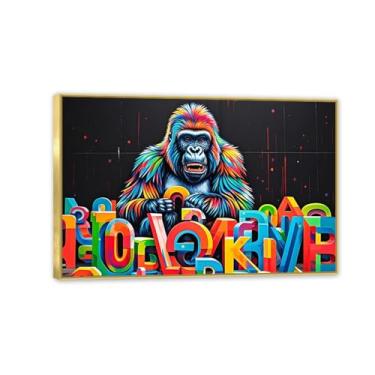 Imagem de Macaco gorila animal pintura inspiradora imagens pôsteres impressões arte pôster pop art pintura imagem banksy tela arte de parede para sala de estar escritório decoração de parede 75 x 50 cm