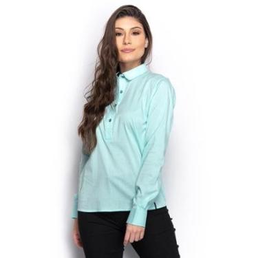 Imagem de Camisa Camisete Social Feminina Lisa Manga Longa Casual-Feminino