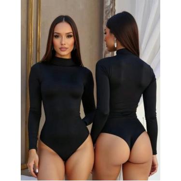 Imagem de Body feminino moda gringa básico e estiloso tendencia com manga longa 