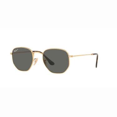 Imagem de Óculos de Sol Hexagonal Flat Lenses Ray-Ban - Dourado, 54mm