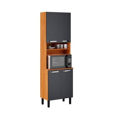 Imagem de Paneleiro Vegas 4 Portas E Nicho Para Forno - Itatiaia Cinamomo-grafite