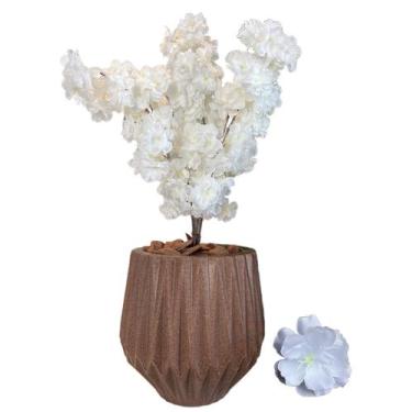 Imagem de Flor Cerejeira Pessegueiro Artificial Buque Com Vaso Planta - Flor Imp