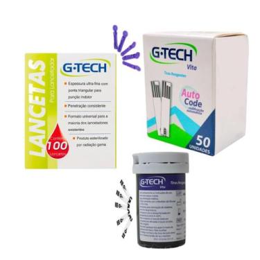 Imagem de G tech Vita Tiras Kit 50 TiraS e 100 Lancetas Reagente Vita - NoBrand