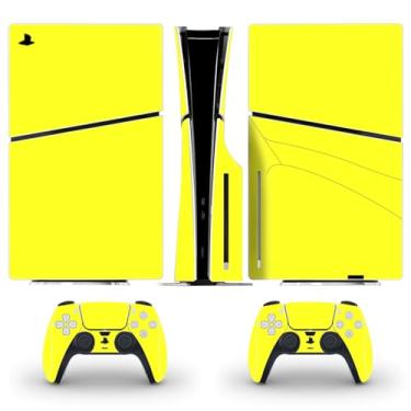 Imagem de Adesivo Skin para console de disco fino PS5 Capa de decalque de vinil protetora para PS5 Slim Controller (amarelo)