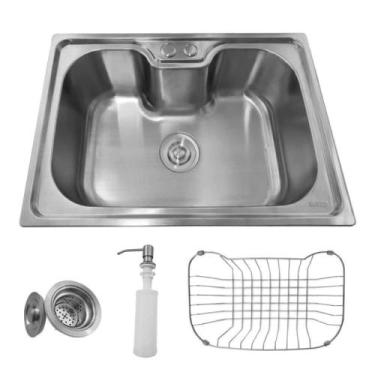 Imagem de Cuba Pia Gourmet Aço Inox 201 Para Cozinha Belcca 40x50cm Kit Completo