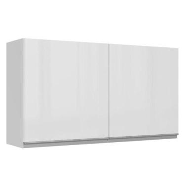 Imagem de Armário Aéreo Madesa Acordes 100% MDF 120 Cm Portas Branco Brilho