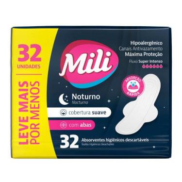 Imagem de Absorvente Mili Noturno Suave com Abas 32 Unidades