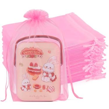 Imagem de Crweety 50 sacos de organza 15 x 23 cm, pequenos sacos de presente a granel de malha transparente, cordão, embalagem de presente, sachê, bolsas de joias para lembrancinhas de festa, doces, casamento