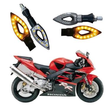 Imagem de Kit 4 Setas Esportivas Led P01C Carbono Modelo Flecha vazado Moto CBR 