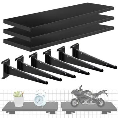 Imagem de Prateleira Gridwall Alffun 3 peças com suportes de metal 40x15cm de ma