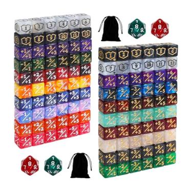 Imagem de SIXPOINTS 12mm MTG Dice Set with Plus 1/+1 Life Counter Spindown Dice in 8 Colors, Shield Ability Tokens & D20 Compatible with Magic The Gathering, TCG, Card Games Accessories (Color A+B 124pcs dices)