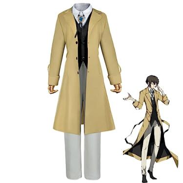 Imagem de FAZA Dazai Osamu Cosplay uniforme de detetive para adultos, homens, mulheres, anime, bungo, cães, fantasia de Halloween, conjuntos de festa de Halloween, Conjunto marrom claro, Small
