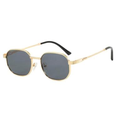 Imagem de Óculos de sol femininos retrô, armação quadrada pequena de metal, lentes degradê, UV400, masculino, punk (cinza dourado)