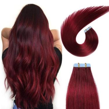 Imagem de Fita adesiva em extensões de cabelo SUYYA Burgundy Straight 50g 45cm