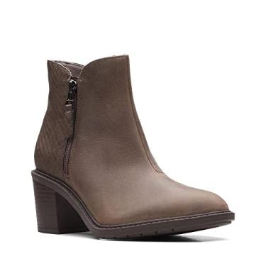 Imagem de Clarks Bota feminina de cano curto com zíper, Cinza escuro Combi, 9