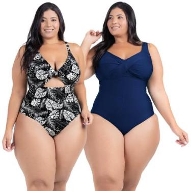 Imagem de Kit Maiô Plus Size Chapa Barriga Liso Estampado Com Bojo - HYPE MODAS,