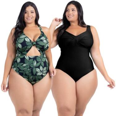 Imagem de Kit Maiô Plus Size Chapa Barriga Liso Estampado Com Bojo - HYPE MODAS,