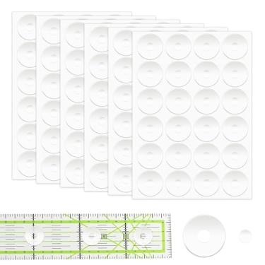 Imagem de Pacote com 144 alças de silicone antiderrapantes para moldes e réguas acolchoadas com suporte adesivo, ideal para corte seguro de tecido