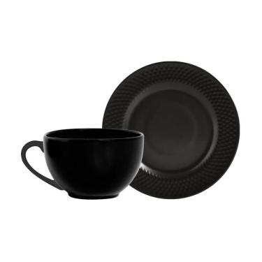 Imagem de Xícaras de Chá Black Acetinado 250ml - Alleanza Cerâmica