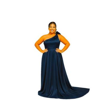 Imagem de Vestido Festa Cetim Ombro Só Madrinha Formatura Casamento - Glamoor Fe