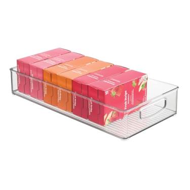Imagem de Caixa organizadora iDesign de plástico livre de BPA para despensa e cozinha, freezer e geladeira com alças fáceis de segurar – 40,6 x 20,3 x 7,6 cm, transparente