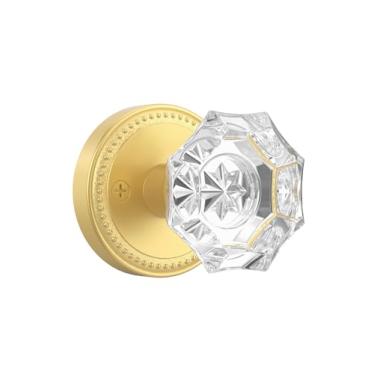 Imagem de Asidrama 1 maçanetas de porta de cristal dourado com trava, escova de vidro dourado para interior para quarto ou banheiro, resistente para portas do lado esquerdo direito