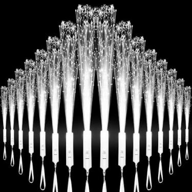 Imagem de U-MOJOK 27 PCS Fiber Optic Wands Glow Sticks, Light Up Fiber Optic Lights Rod with 3 Light Modes, Sparklers Fireworks Sticks for Wedding, Concerts, Halloween,Christmas,New Year Party (White * 27)